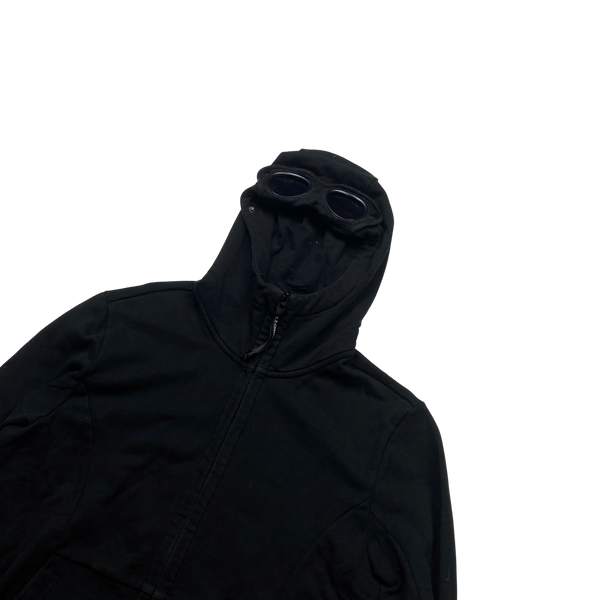 CP Company Black Cotton Zipped Goggle Hoodie - Large