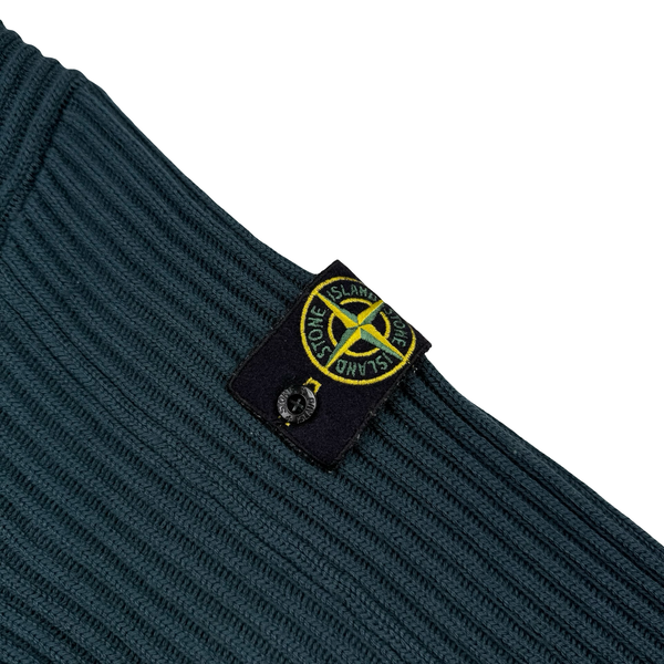 Stone Island 2022 Forest Green Heavy Knit Ribbed Jumper - Medium