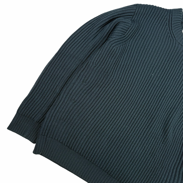 Stone Island 2022 Forest Green Heavy Knit Ribbed Jumper - Medium