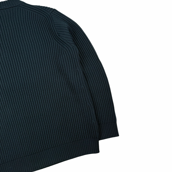 Stone Island 2022 Forest Green Heavy Knit Ribbed Jumper - Medium
