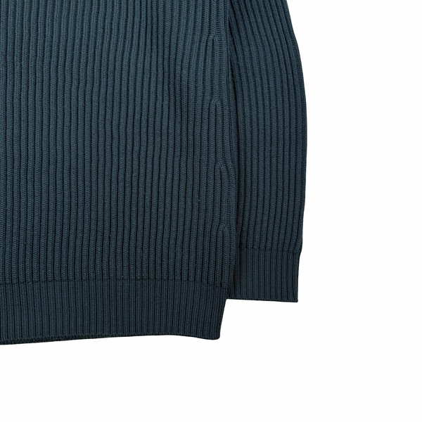 Stone Island 2022 Forest Green Heavy Knit Ribbed Jumper - Medium