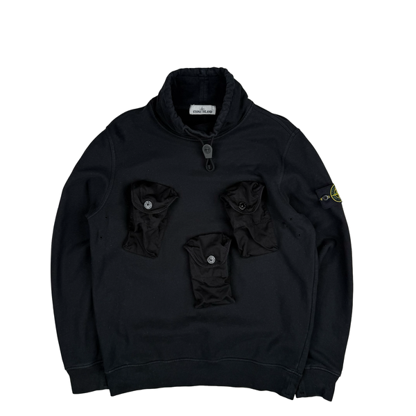 Stone Island 2021 Black Chest Cargo Pocket Pullover Jumper - Medium
