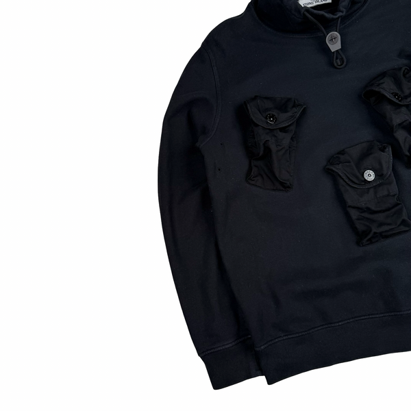 Stone Island 2021 Black Chest Cargo Pocket Pullover Jumper - Medium