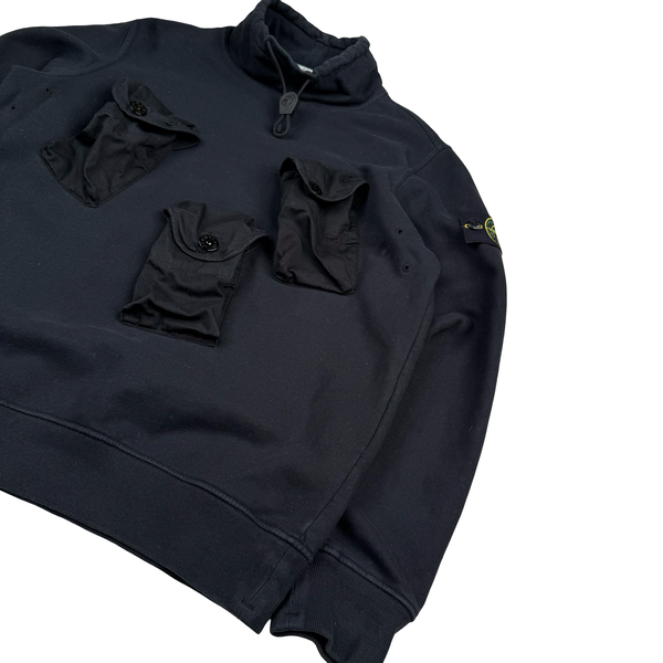 Stone Island 2021 Black Chest Cargo Pocket Pullover Jumper - Medium