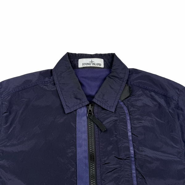 Stone Island 2018 Navy Shimmer Nylon Metal Overshirt - Small