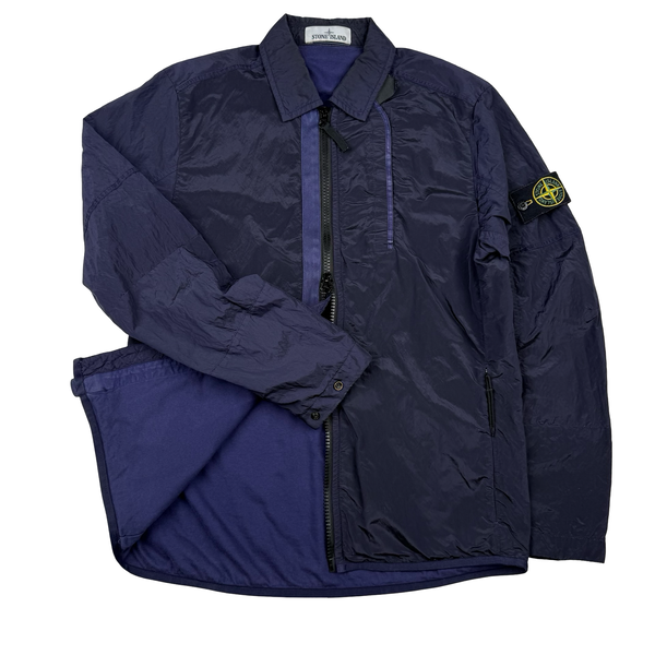 Stone Island 2018 Navy Shimmer Nylon Metal Overshirt - Small