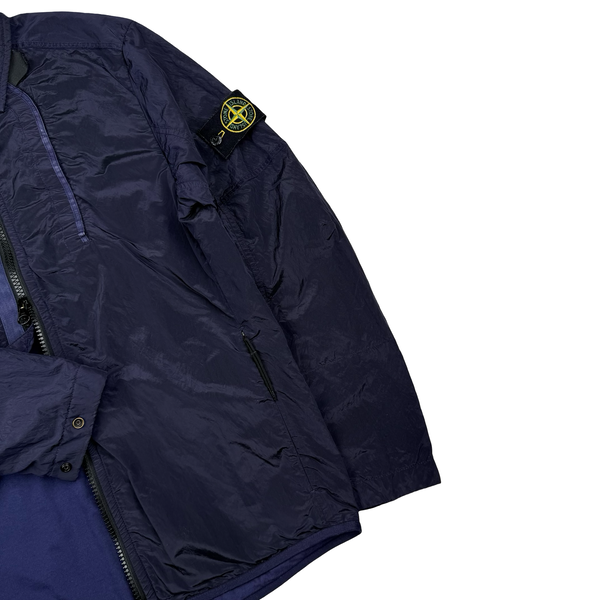 Stone Island 2018 Navy Shimmer Nylon Metal Overshirt - Small
