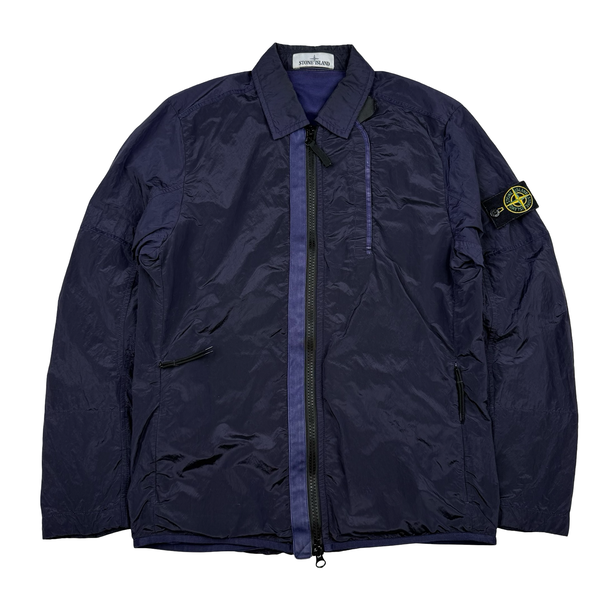 Stone Island 2018 Navy Shimmer Nylon Metal Overshirt - Small