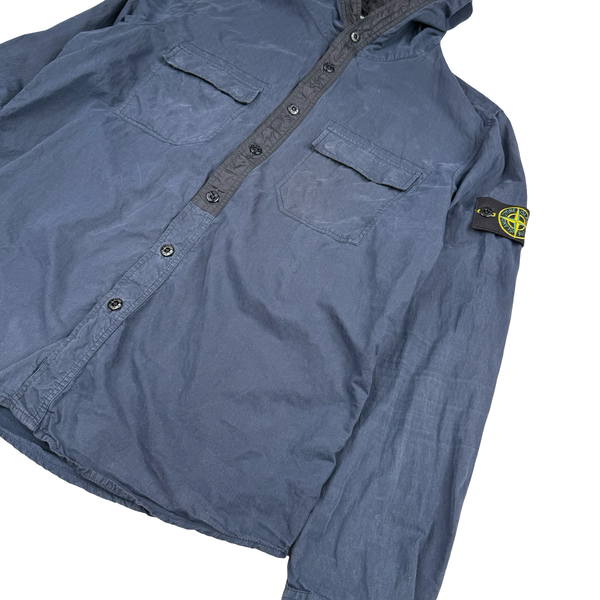 Stone Island 2013 Navy Blue Micro Yarn Cotton Lined Hooded Overshirt Jacket - Large