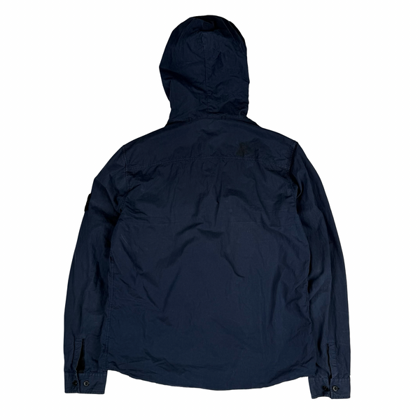 Stone Island 2013 Navy Blue Micro Yarn Cotton Lined Hooded Overshirt Jacket - Large