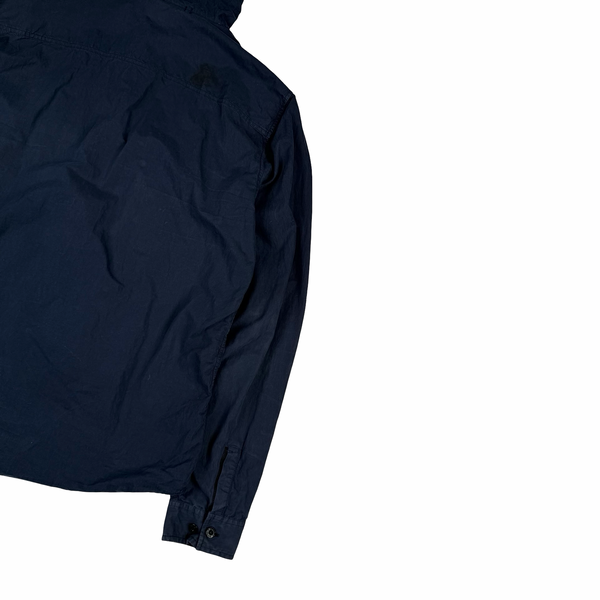 Stone Island 2013 Navy Blue Micro Yarn Cotton Lined Hooded Overshirt Jacket - Large