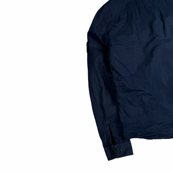 Stone Island 2013 Navy Blue Micro Yarn Cotton Lined Hooded Overshirt Jacket - Large