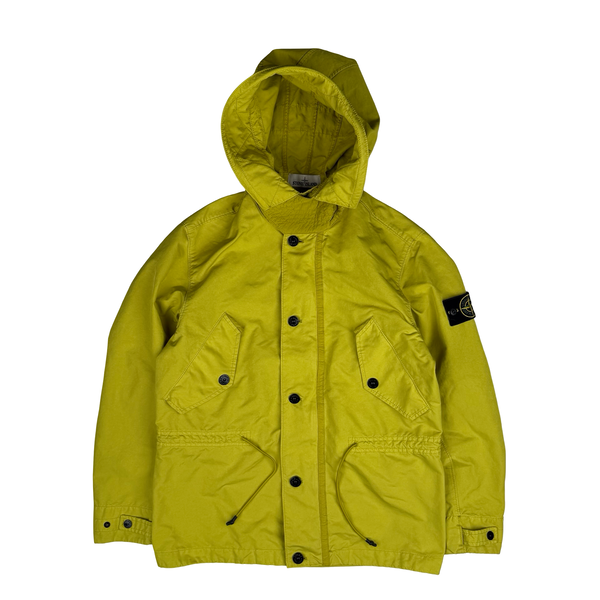 Stone Island 2019 Yellow David TC Garment Dyed Parka Jacket - Size Small