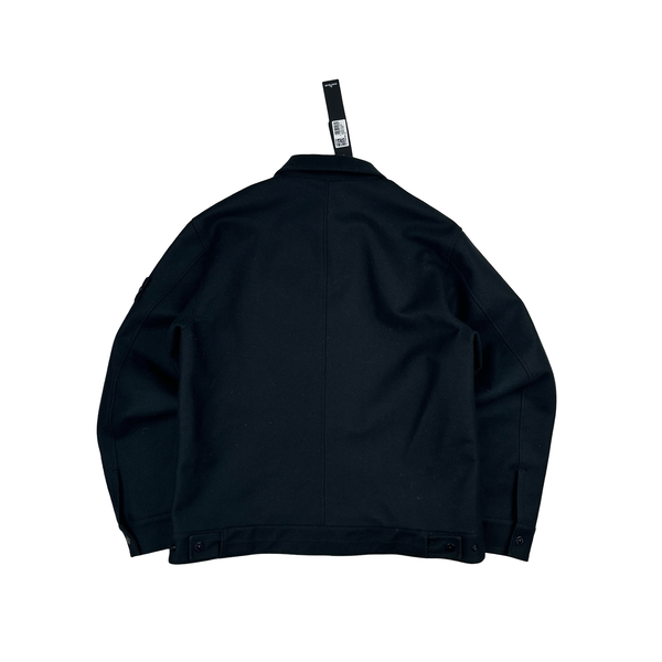 Stone Island 2025 Navy Ghost Wool Lined Zip Up Blazer Jacket - Large