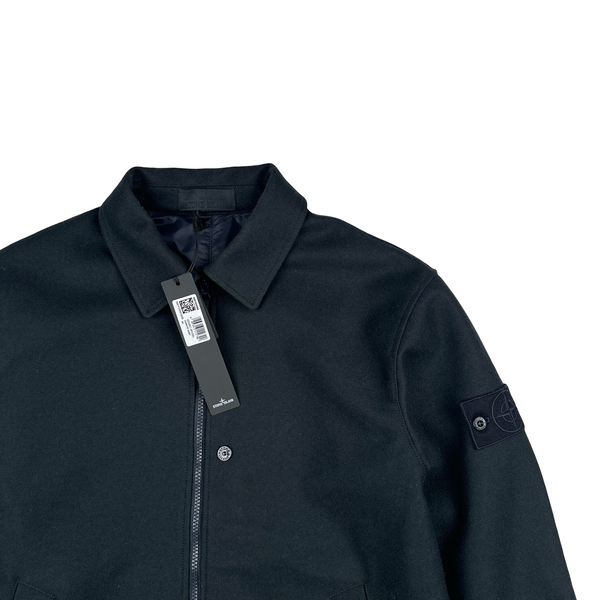 Stone Island 2025 Navy Ghost Wool Lined Zip Up Blazer Jacket - Large