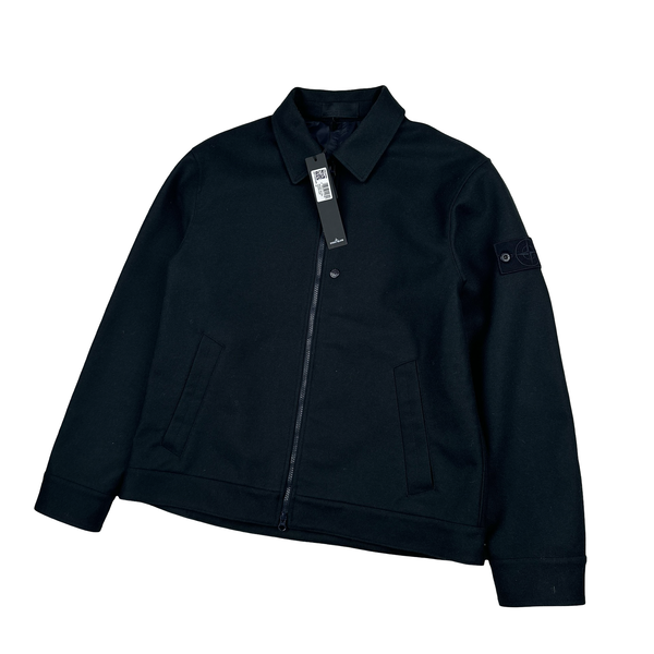Stone Island 2025 Navy Ghost Wool Lined Zip Up Blazer Jacket - Large