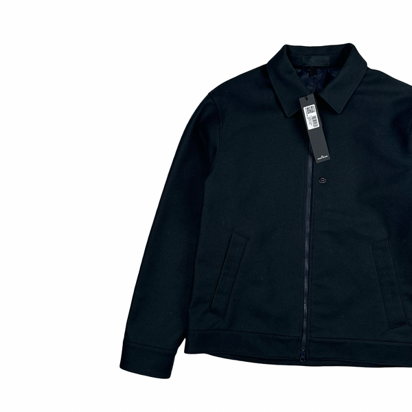 Stone Island 2025 Navy Ghost Wool Lined Zip Up Blazer Jacket - Large