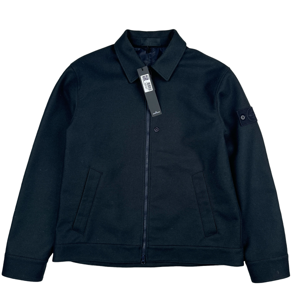 Stone Island 2025 Navy Ghost Wool Lined Zip Up Blazer Jacket - Large