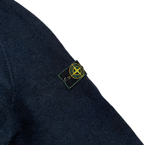 Stone Island Navy 1991 Vintage Wool Overcoat - Large