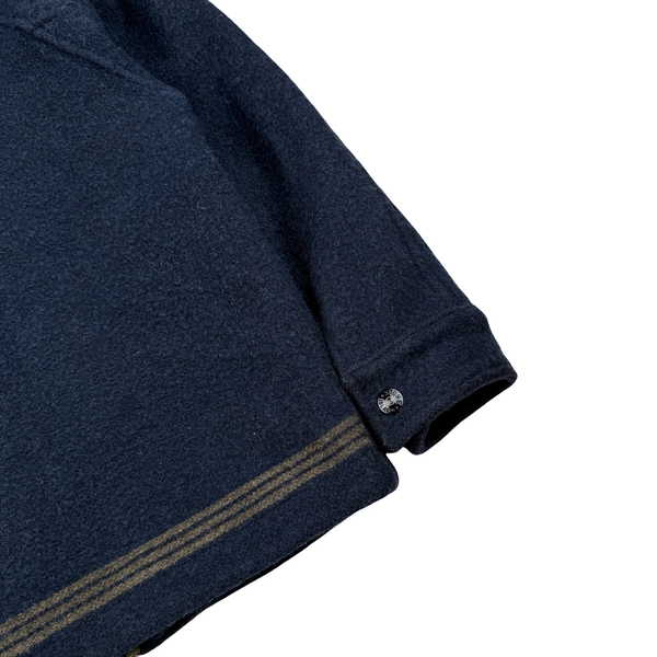 Stone Island Navy 1991 Vintage Wool Overcoat - Large