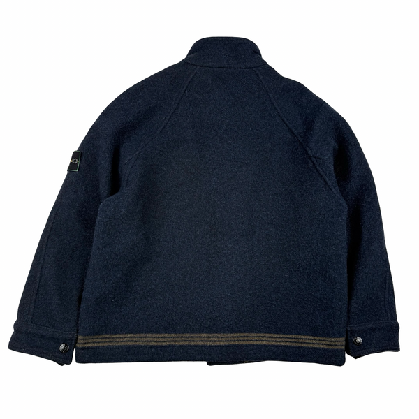 Stone Island Navy 1991 Vintage Wool Overcoat - Large