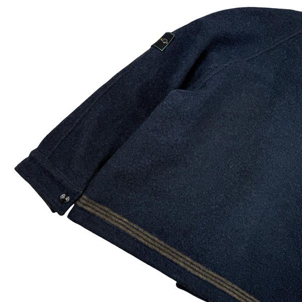 Stone Island Navy 1991 Vintage Wool Overcoat - Large