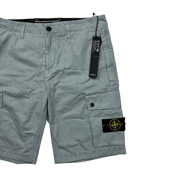 Stone Island 2023 Steel Blue Slim Bermuda Cotton Shorts - 34"