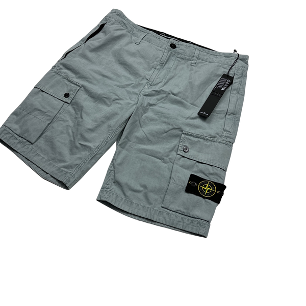 Stone Island 2023 Steel Blue Slim Bermuda Cotton Shorts - 34"
