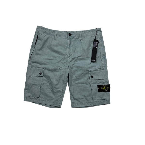 Stone Island 2023 Steel Blue Slim Bermuda Cotton Shorts - 34"
