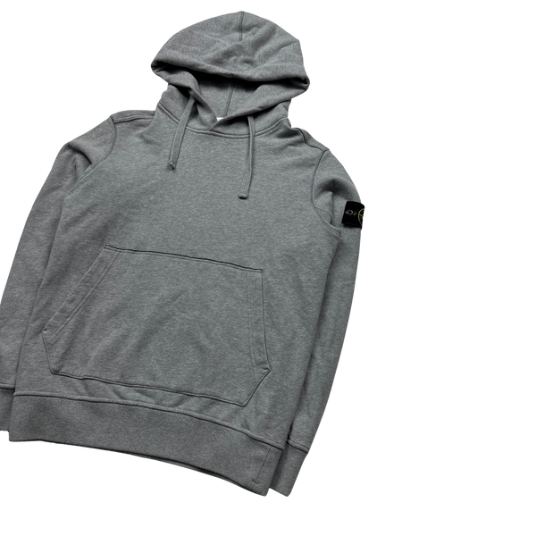 Stone Island 2019 Light Grey Cotton Pullover Hoodie - Medium