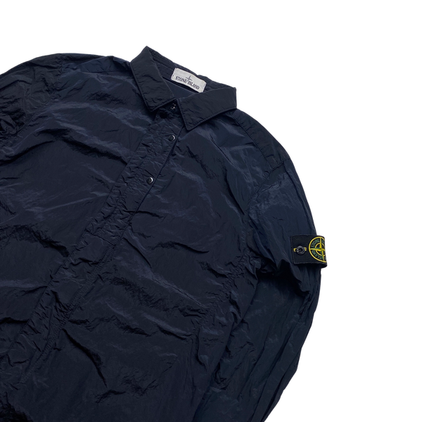 Stone Island Navy Blue Nylon Metal Shimmer Overshirt - Medium
