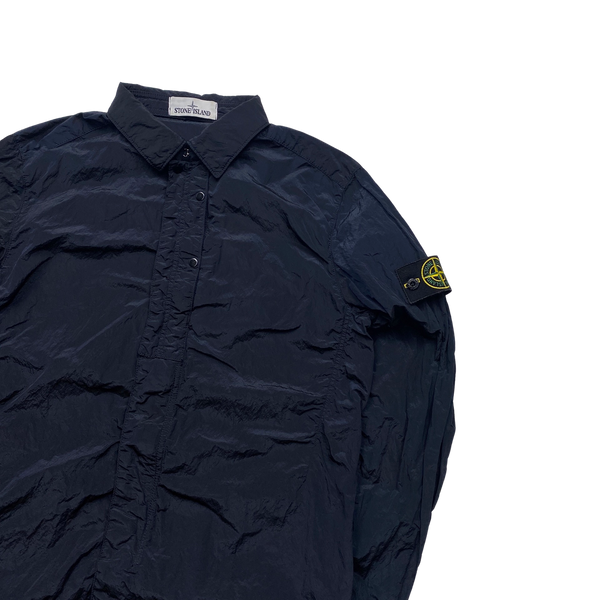 Stone Island Navy Blue Nylon Metal Shimmer Overshirt - Medium
