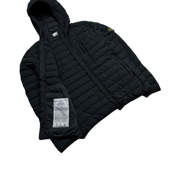 Stone Island 2020 Black Loom Woven Down Puffer Jacket - Small