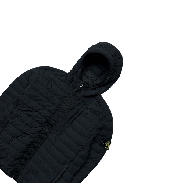 Stone Island 2020 Black Loom Woven Down Puffer Jacket - Small