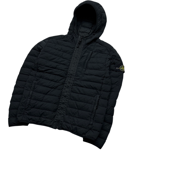 Stone Island 2020 Black Loom Woven Down Puffer Jacket - Small