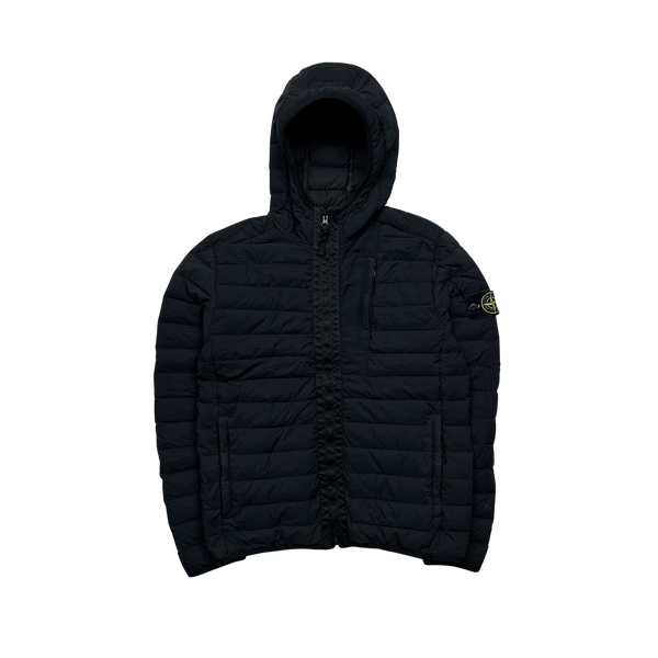 Stone Island 2020 Black Loom Woven Down Puffer Jacket - Small