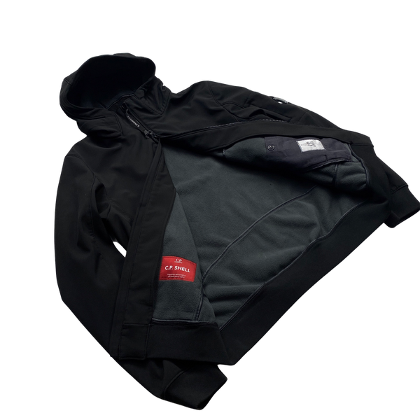 CP Company Black Fleece Lined Lens Viewer Hooded Jacket - Large