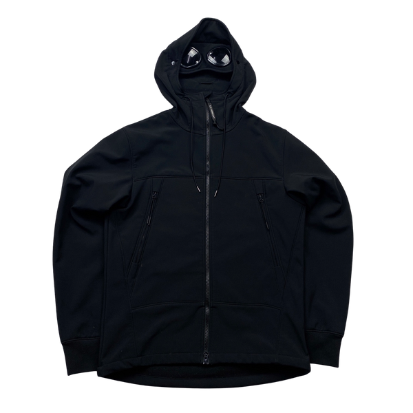 CP Company Black Fleece Lined Soft Shell Goggle Jacket - Small