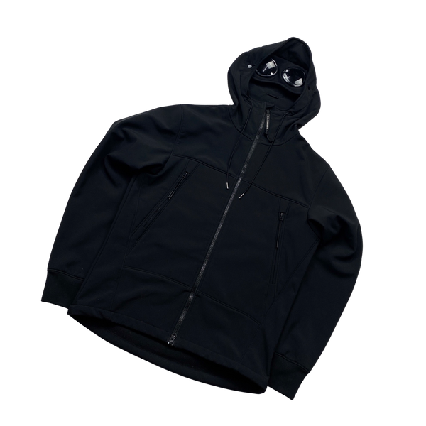 CP Company Black Fleece Lined Soft Shell Goggle Jacket - Small