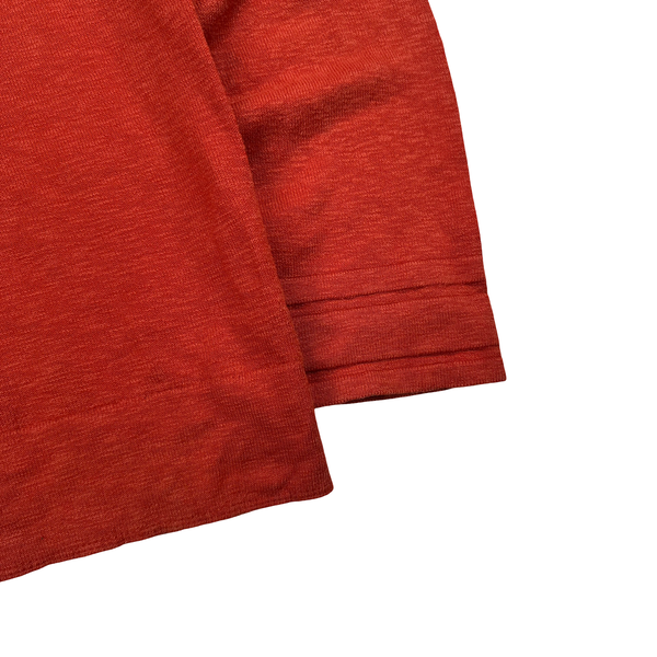 Stone Island Red Button Up Cotton Pullover Jumper - XL