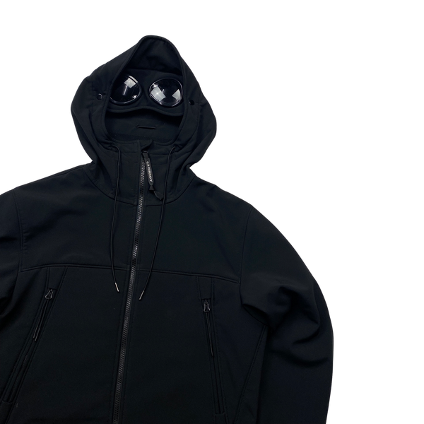 CP Company Black Fleece Lined Soft Shell Goggle Jacket - Small