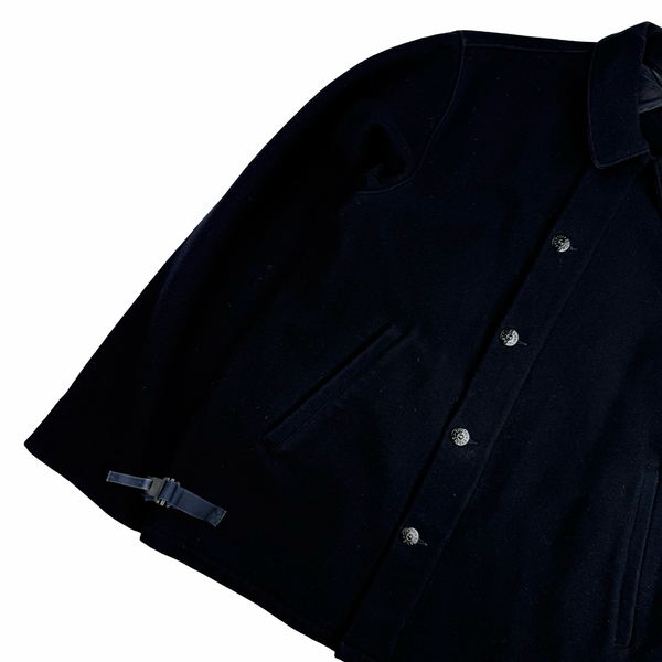Stone Island 2000 Navy Vintage Wool Blend Pea Jacket - XL