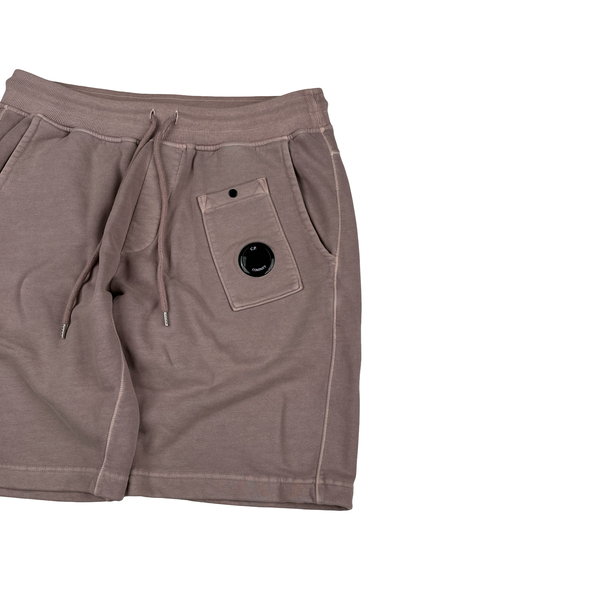 CP Company Brushed Pink Resist Dyed Cotton Lens Viewer Shorts - Small
