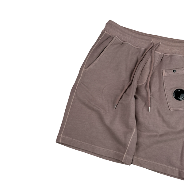 CP Company Brushed Pink Resist Dyed Cotton Lens Viewer Shorts - Small