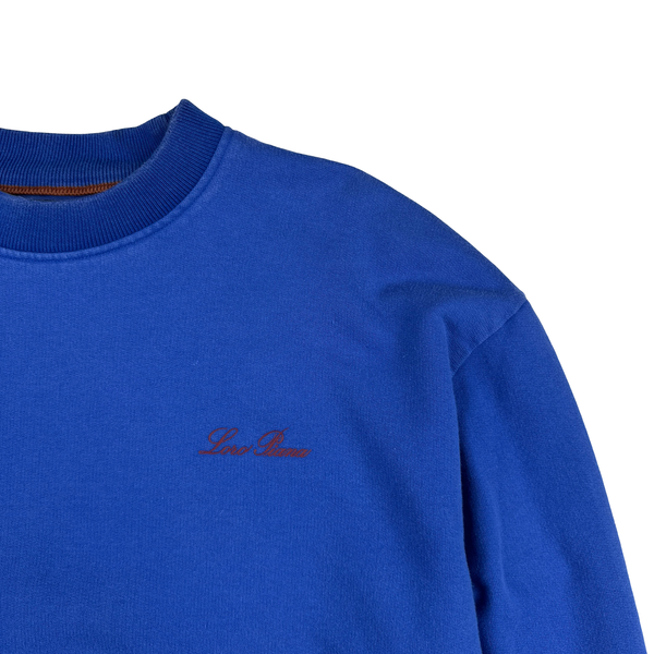 Loro Piana Italy Blue Cotton Pullover Jumper - Small