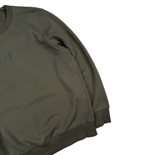 CP Company Sage Green Spellout Crewneck Sweatshirt - Small