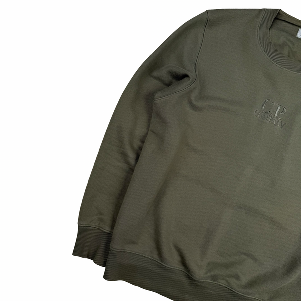 CP Company Sage Green Spellout Crewneck Sweatshirt - Small
