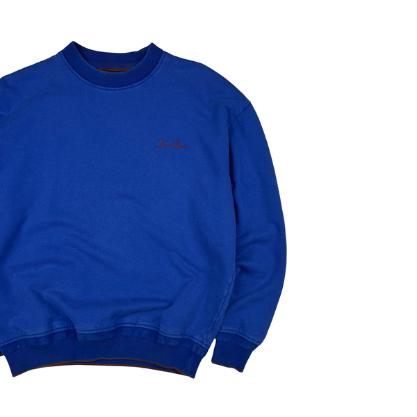 Loro Piana Italy Blue Cotton Pullover Jumper - Small
