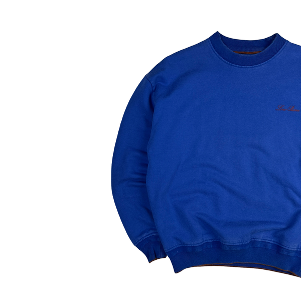 Loro Piana Italy Blue Cotton Pullover Jumper - Small