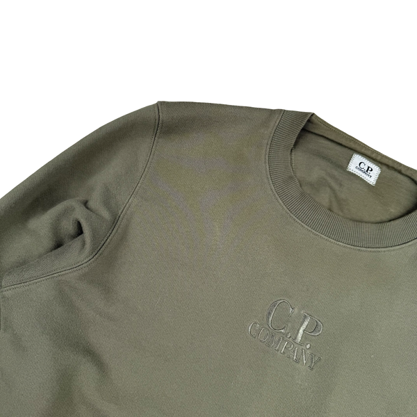 CP Company Sage Green Spellout Crewneck Sweatshirt - Small